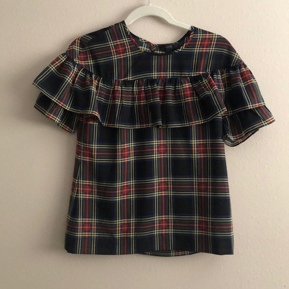 Stewart Plaid Ruffle Blouse